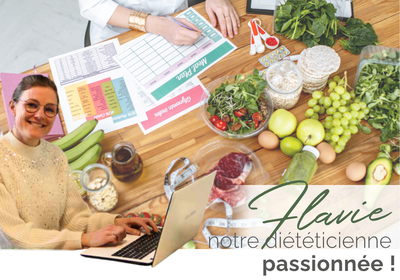Flavie diététicienne passionnée, qui élabore nos menus de portage de repas