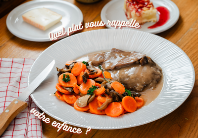 Plat mijoté aux carottes et dessert aux fruits rouges qui rappelle l'enfance