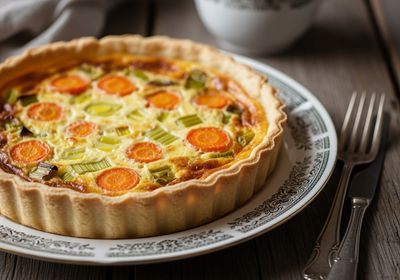Tarte aux poireaux et aux carottes